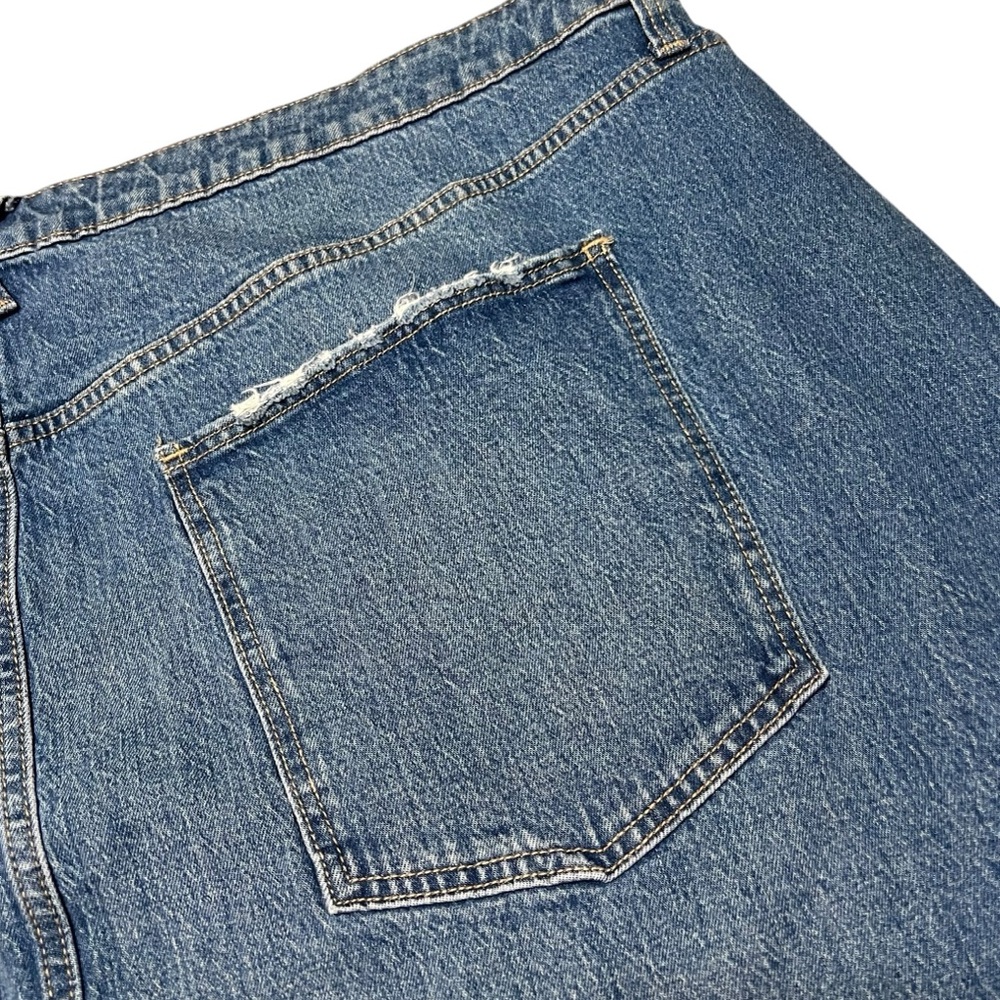 Y2K Inspired Denim Skirt Midi 28 Distressed Hem Stretch Cottagecore Modest - Picture 6 of 12